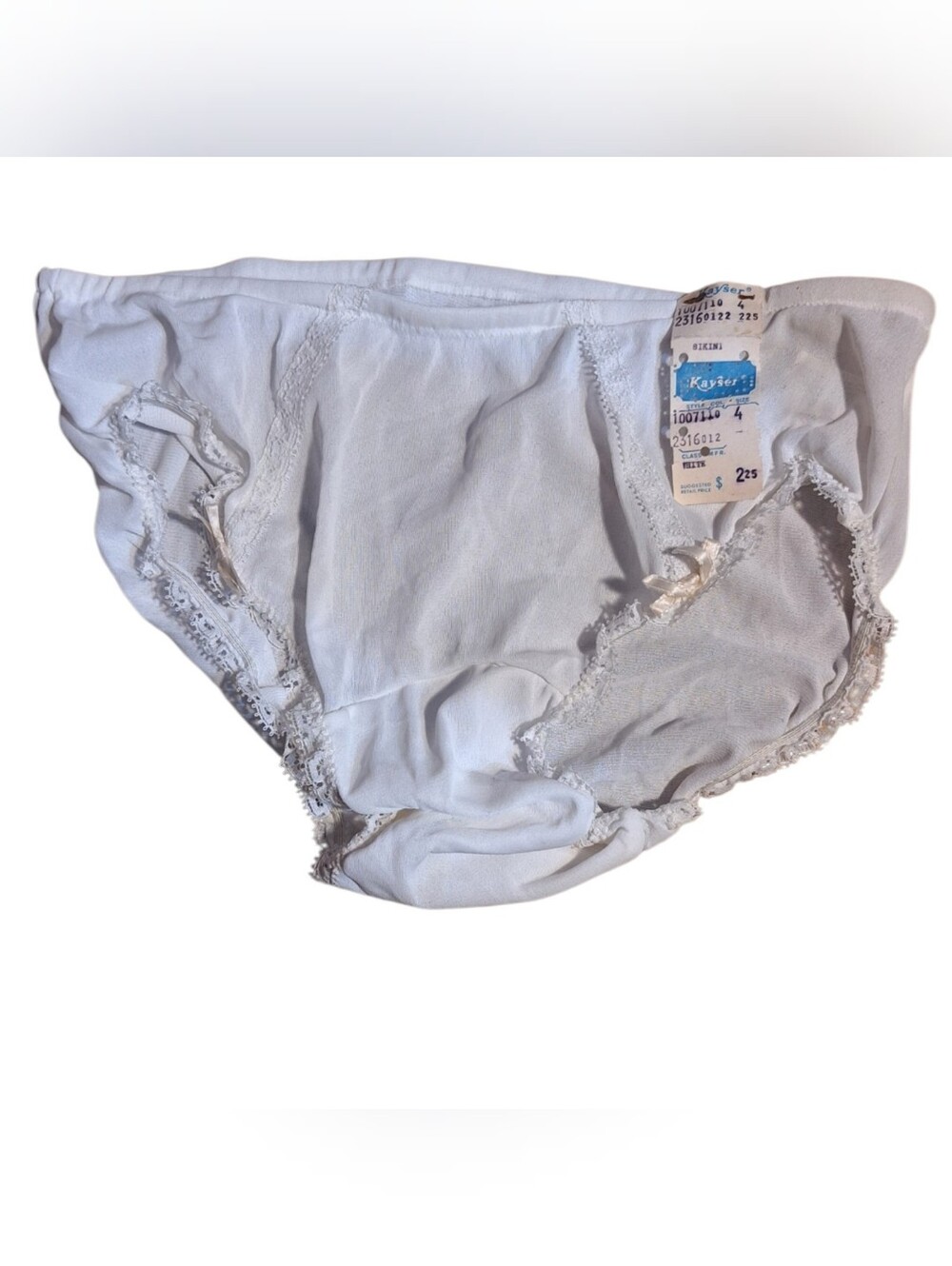 VTG 60s 70s Kayser White Nylon Panties Lace NWT Size 4 Deadstock Lace Bow